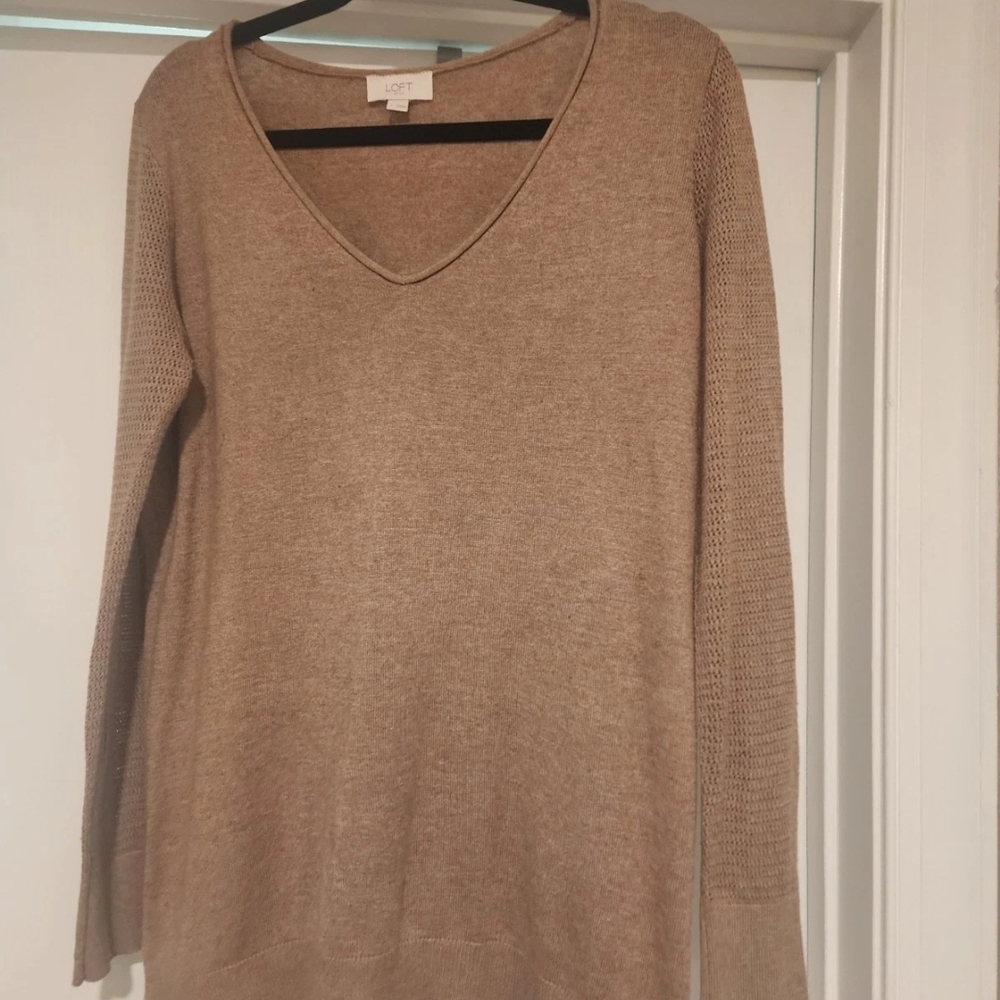 LOFT Women's V-Neck Sweater in Brown